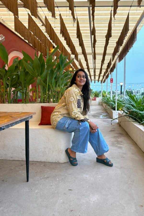 Handblock printed Dabu yellow shirt (Copy)